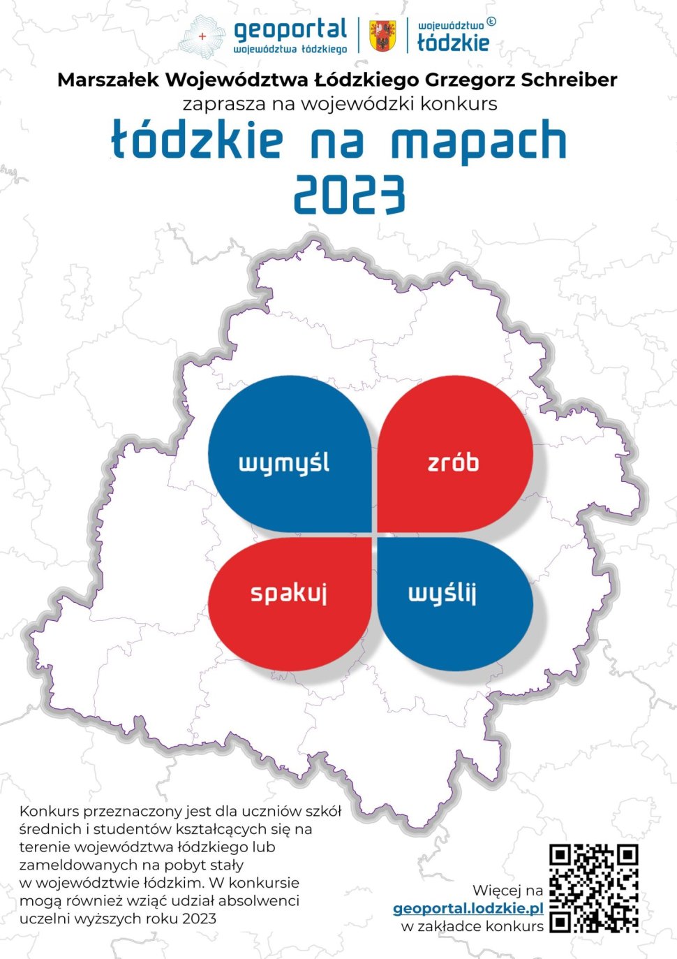 Plakat konkursu "Łódzkie na mapach 2023"
