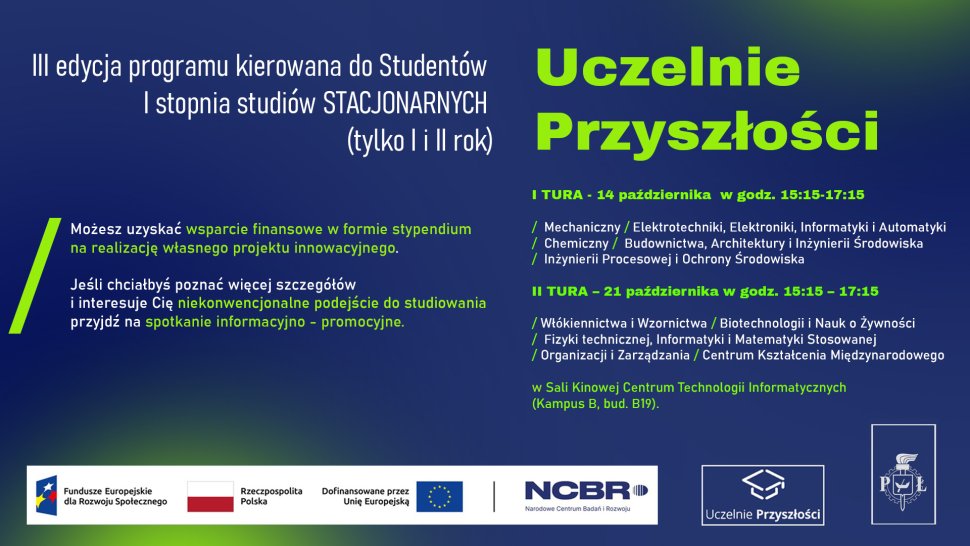 Grafika informacyjna dotycząca projektu "Uczelnie Przyszłości"